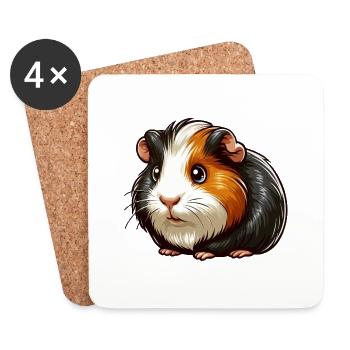 Fourrure de cochon d’Inde - Dessous de verre (lot de 4) - blanc - Devant