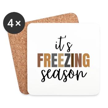 Funny It's Freezing Season, Winter Lovers - Coasters (set of 4) - white - Front