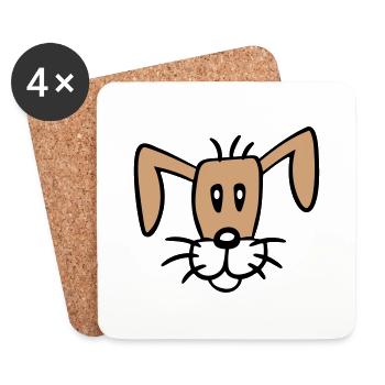 Visage de chien Petit chiot heureux Animal de compagnie - Dessous de verre (lot de 4) - blanc - Devant