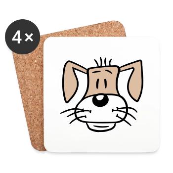 Visage de chien Petit chiot heureux Animal de compagnie - Dessous de verre (lot de 4) - blanc - Devant