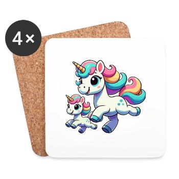Unicorn mother with child - Coasters (set of 4) - white - Front