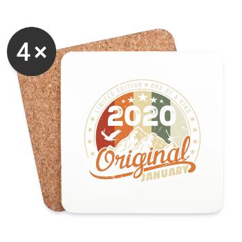 Original Né en Janvier Anniversaire | Janvier 2020 - Dessous de verre (lot de 4) - blanc - Devant