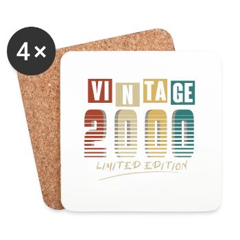 2000 Jahrgang 2000 geboren im Jahr 2000 Geburtstag. Jahr 2 - Untersetzer (4er-Set) - Weiß - Vorne