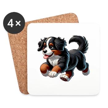Bernese Mountain Dogs - Coasters (set of 4) - white - Front
