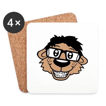 chien nerd hornglasses geek bretelles intelligent drôle - Dessous de verre (lot de 4) - blanc - Devant