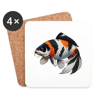 carpe koï ou wi sw - Dessous de verre (lot de 4) - blanc - Devant
