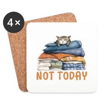 Coole Katze - Nicht heute - Untersetzer (4er-Set) - Weiß - Vorne