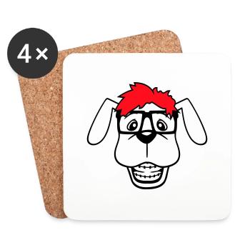 chien nerd hornglasses geek bretelles intelligent drôle - Dessous de verre (lot de 4) - blanc - Devant