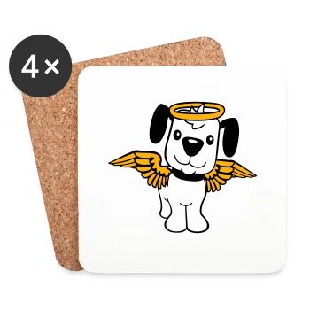 Hund Engel Heiligenschein Flügel Himmel Engelchen - Untersetzer (4er-Set) - Weiß - Vorne