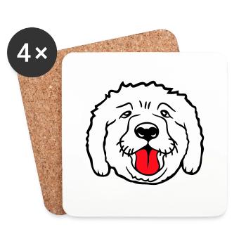 Dear dog sticks out his tongue happily - Coasters (set of 4) - white - Front