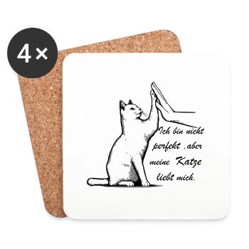 Ich bin nicht perfekt ,aber meine Katze liebt mich - Untersetzer (4er-Set) - Weiß - Vorne