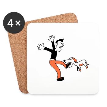 Chien dangereux mord l’homme Douleur au pied Attaque - Dessous de verre (lot de 4) - blanc - Devant