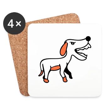 Dog, Furious, Biting, , Aggressive, Attack - Coasters (set of 4) - white - Front