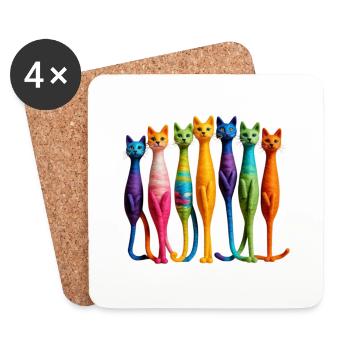 Cat - Coasters (set of 4) - white - Front