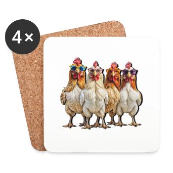 Chicken Sunglasses - Coasters (set of 4) - white - Front