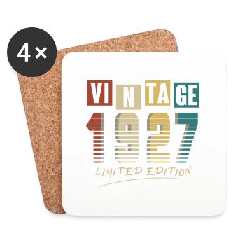 1927 Vintage 1927 né en 1927 anniversaire. Année 2 - Dessous de verre (lot de 4) - blanc - Devant
