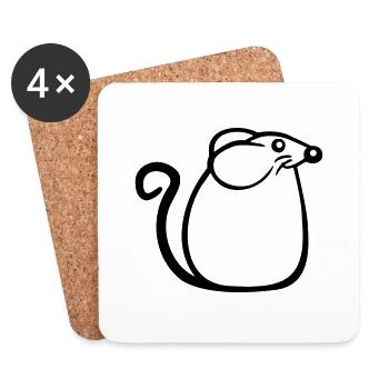Mouse Mouse Cute Little Rat Rodent Friendly - Coasters (set of 4) - white - Front