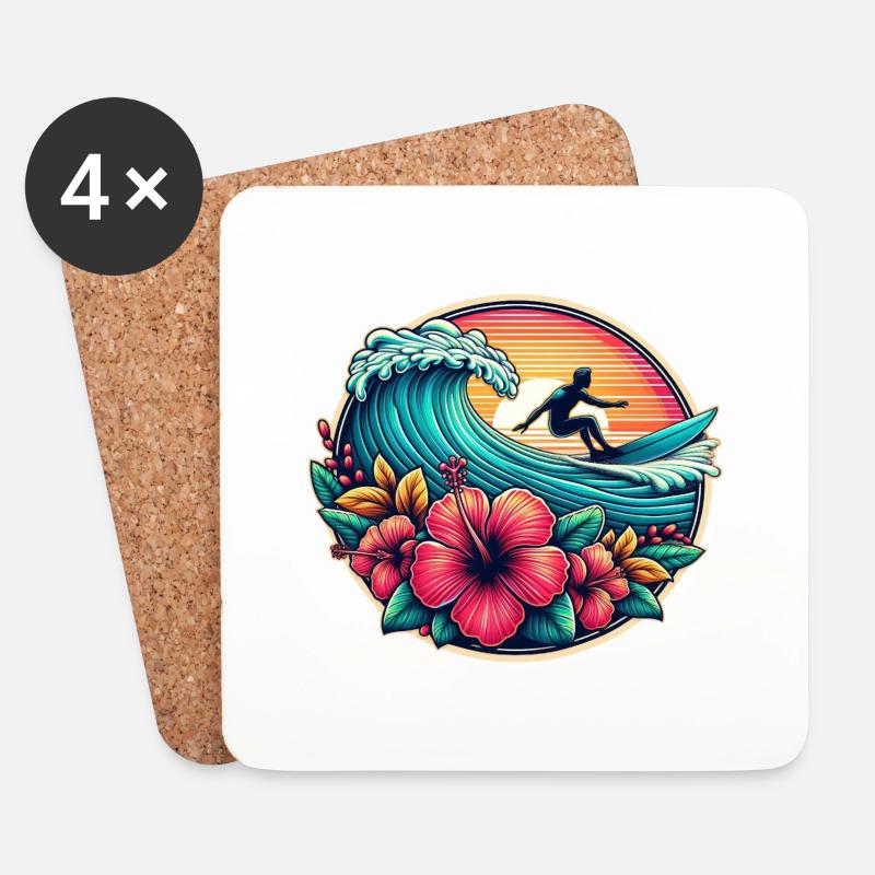 Surfer Logo 2 - Untersetzer (4er-Set) - Weiß