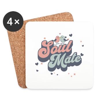 Douce âme sœur Saint-Valentin Amour Amitié - Dessous de verre (lot de 4) - blanc - Devant