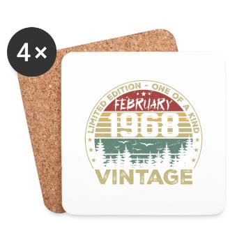 Cadeau Vintage Février 1968 Rétro Février 1968 - Dessous de verre (lot de 4) - blanc - Devant