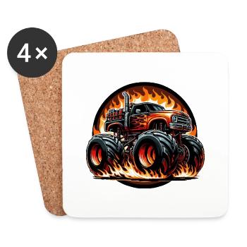 Monster truck fiery - Coasters (set of 4) - white - Front