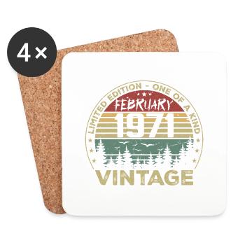 Rétro Février 1971 Cadeau Vintage Février 1971 - Dessous de verre (lot de 4) - blanc - Devant