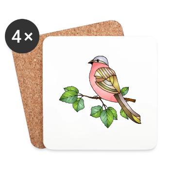 Bunter Vogel - Untersetzer (4er-Set) - Weiß - Vorne