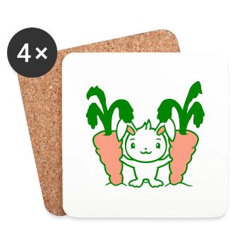 Bunny Two Large Huge Carrots Carrots Harvest Sweet - Coasters (set of 4) - white - Front