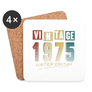 1975 Vintage 1975 né en 1975 anniversaire. Année 2 - Dessous de verre (lot de 4) - blanc - Devant