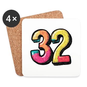 32 Number Colorful - Coasters (set of 4) - white - Front