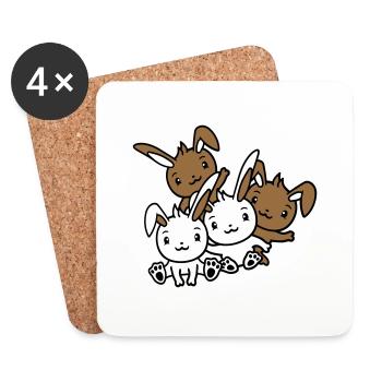 4 lapins amis équipe équipe quatre drôles de frères et sœurs - Dessous de verre (lot de 4) - blanc - Devant