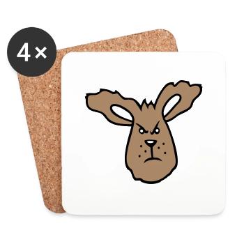 Bunny Angry Evil Naughty Aggressive Hate Frustration Anger - Coasters (set of 4) - white - Front