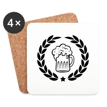 Beer laurel wreath - Coasters (set of 4) - white - Front