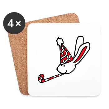 Hase Geburtstag Jahre alt Geschenk Tröte Party Hut - Untersetzer (4er-Set) - Weiß - Vorne