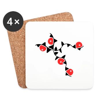 Flower tendrils - Coasters (set of 4) - white - Front