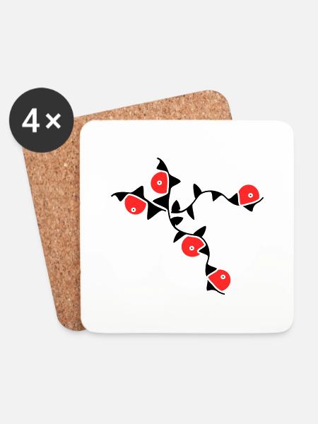 Flower tendrils - Coasters (set of 4) - white