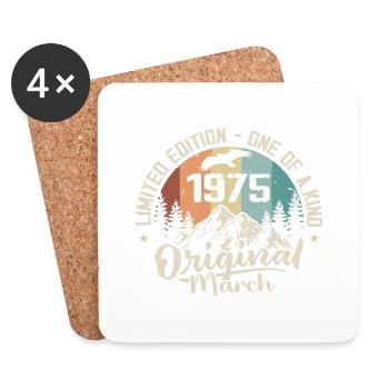 March 1975 Birthday Gift - Born in march 1975 - Coasters (set of 4) - white - Front