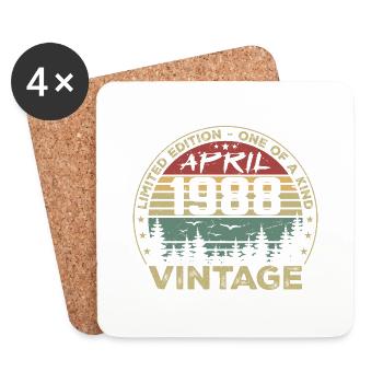 Cadeau Vintage Avril 1988 Anniversaire - Dessous de verre (lot de 4) - blanc - Devant