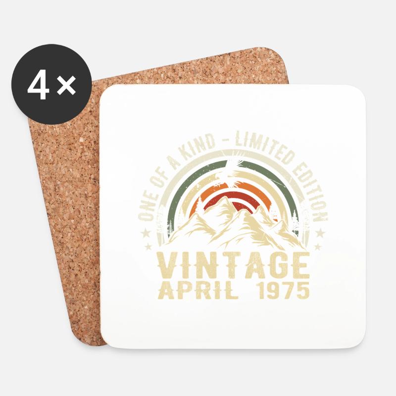 April 1975 Geburtstagsgeschenk - geboren im April 197 - Untersetzer (4er-Set) - Weiß