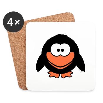corbeau bande dessinée oiseau se tient debout peeps humour de dessin animé drôle - Dessous de verre (lot de 4) - blanc - Devant