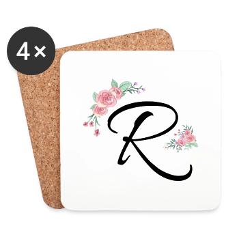 Letter r flowers - Coasters (set of 4) - white - Front