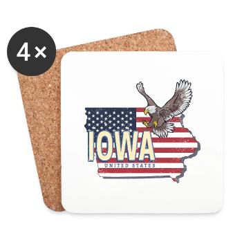 Iowa Vereinigte Staaten Landkarte Vintage USA - Untersetzer (4er-Set) - Weiß - Vorne
