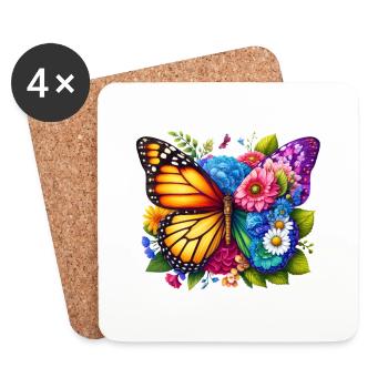 Bunter Schmetterling, von der Natur inspirierte Sommerstimmungen - Untersetzer (4er-Set) - Weiß - Vorne