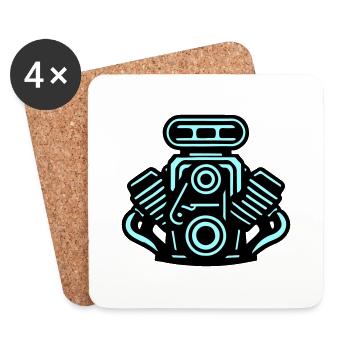 Engine Car Symbol Tuning - Coasters (set of 4) - white - Front