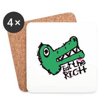 Kroko Spruch Eat The Rich Street Art Linke Politik - Untersetzer (4er-Set) - Weiß - Vorne