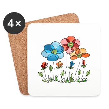 Blumen - Untersetzer (4er-Set) - Weiß - Vorne