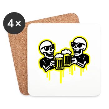 Skeleton Party Beer Team - Coasters (set of 4) - white - Front
