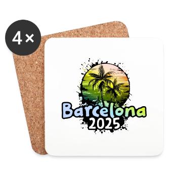 Barcelona 2025 Holiday Palms - Coasters (set of 4) - white - Front