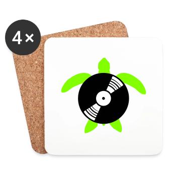Water Turtle Vinyl Record Music DJ Club - Coasters (set of 4) - white - Front