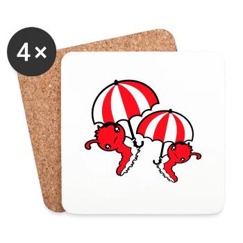 2 Chenilles volantes Parapluie Équipe Amis Vacances - Dessous de verre (lot de 4) - blanc - Devant